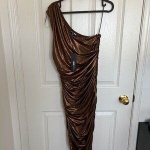 Bronze Metallic Midi Dress